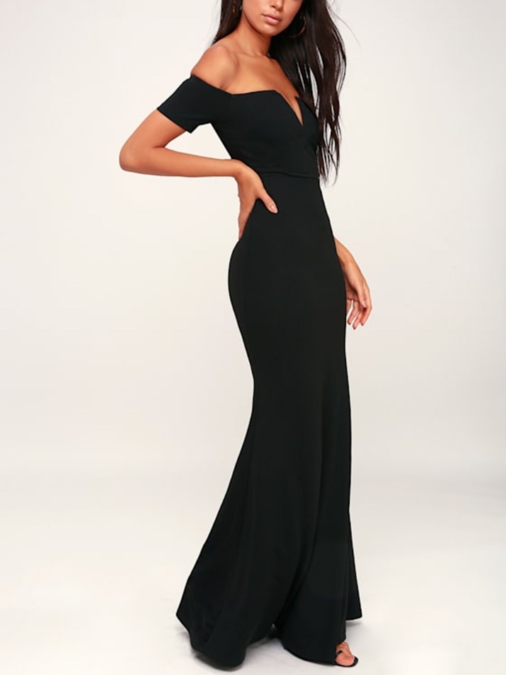 Lulus Lynne Black Off-the-shoulder Maxi Dress - Size S